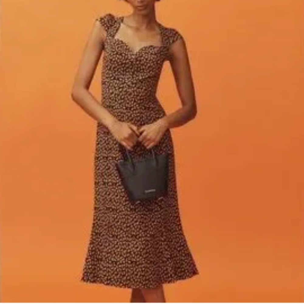 Anthropologie The Cecily Fit & Flare Midi Dress (Leopard)
